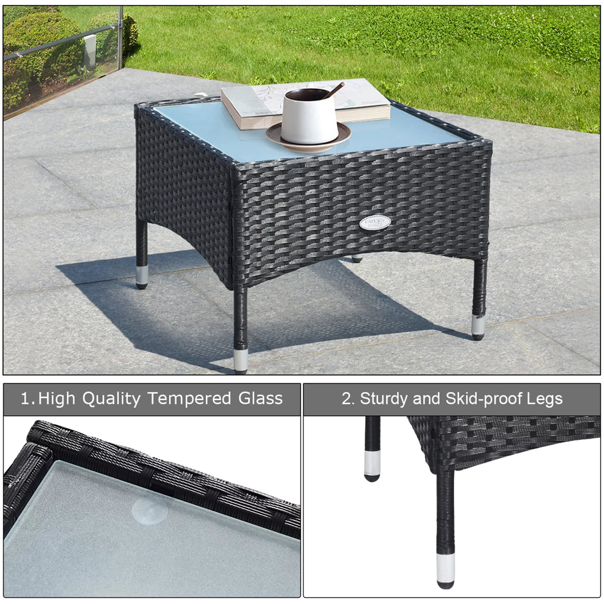 3 PCS Patio Wicker Rattan Furniture Set with Cushion V565