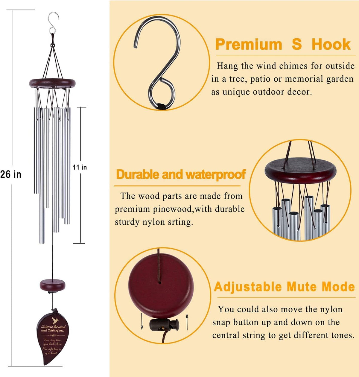 Sympathy Wind Chimes, 26 Inches, Pack of 2 A941