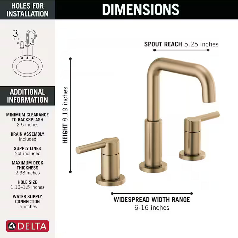 8 in. Widespread Double Handle Bathroom Faucet in Champagne Bronze N7612