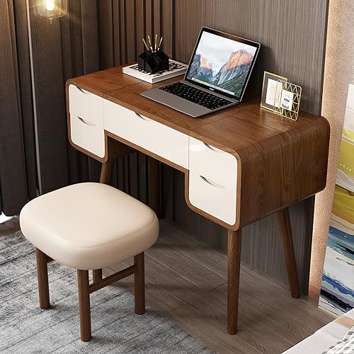 Flip Top Vanity Table with Stool and Mirror B263013