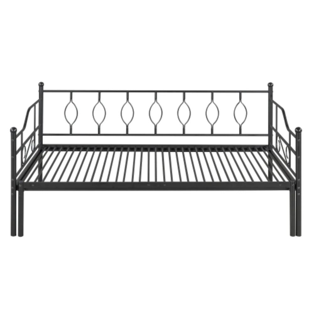 Twin Size Black Metal Daybed with Trundle C87581