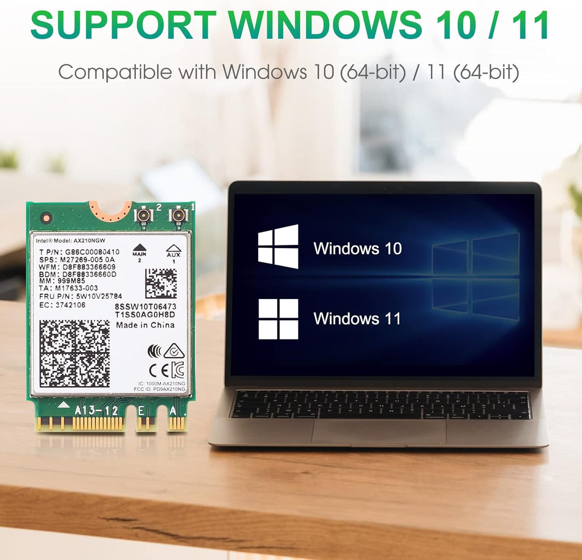 WiFi 6E Card AX210 Bluetooth 5.2 Tri-Band 5400Mbps Wireless Module for Laptop Z8652