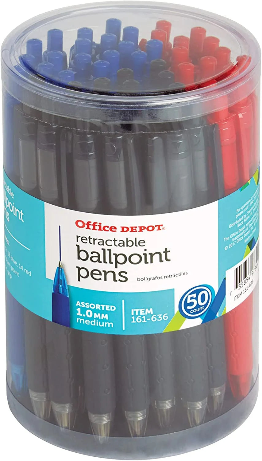 Retractable Ballpoint Pens, Medium Point, 1.0 mm, Pack Of 50 K92872