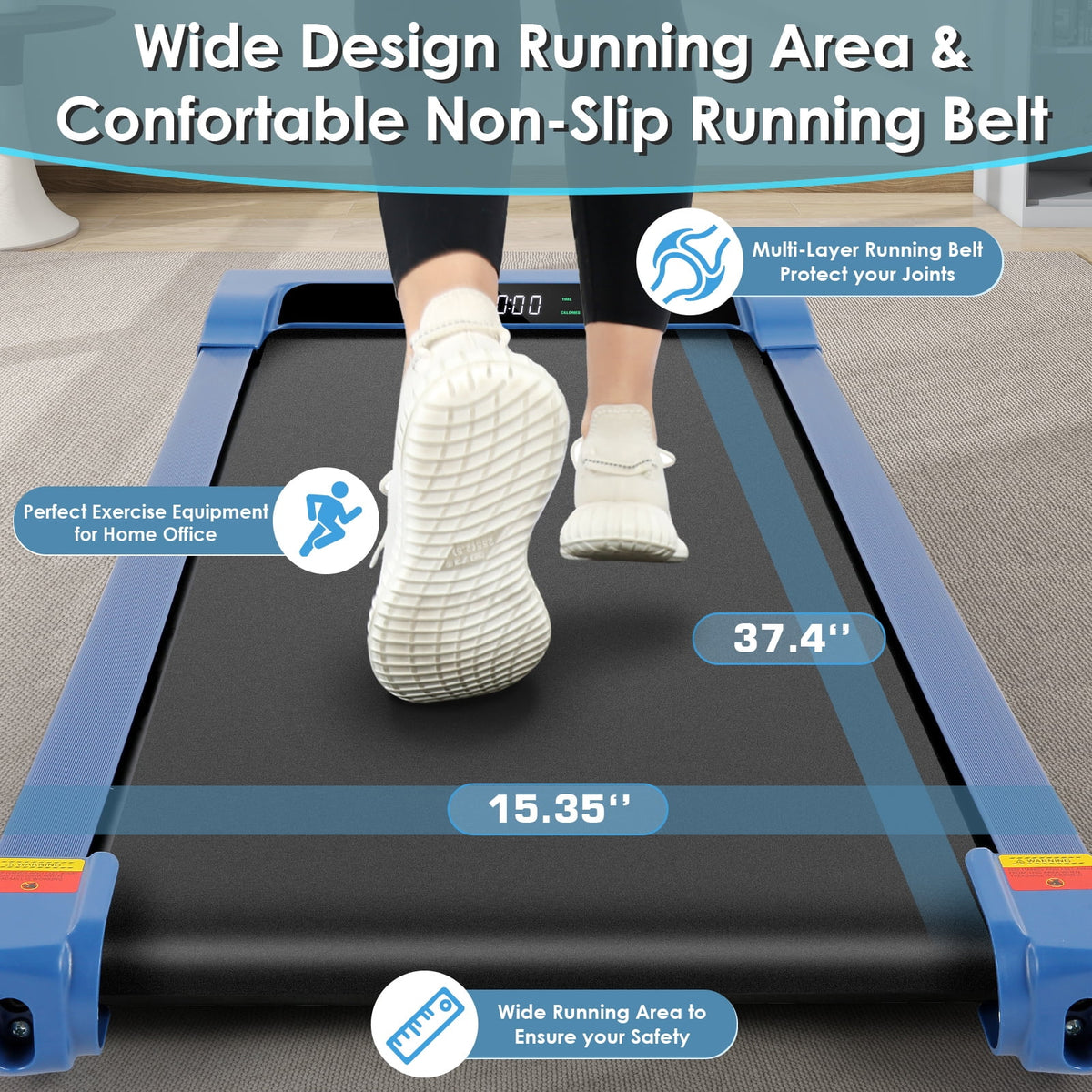 2.5HP Under Desk Treadmill with LED Display Wireless Remote Control I8279