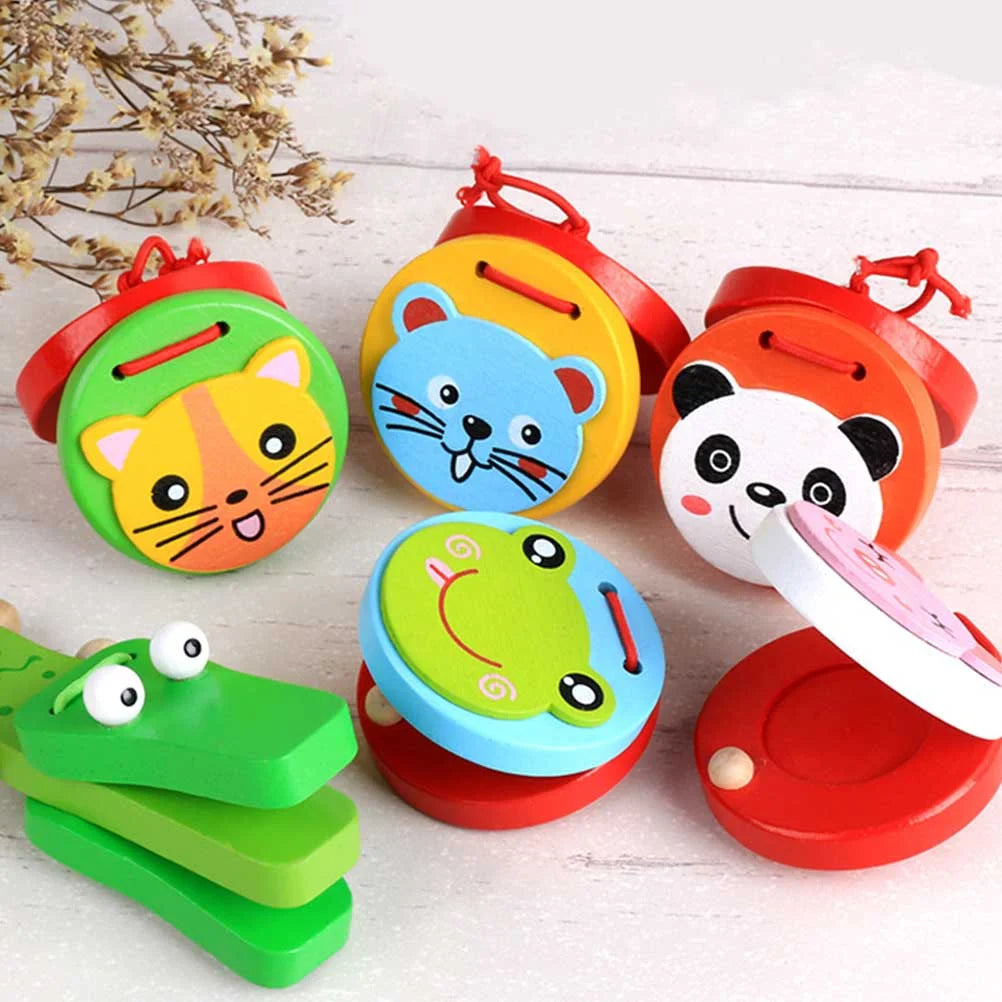 2 Pcs Kids Wooden Crocodile Castanets Clacker Toys Musical Instrument Bamboo M669