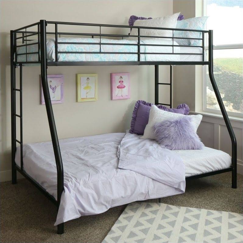 Metal Twin Over Full Bunk Bed in Black D191
