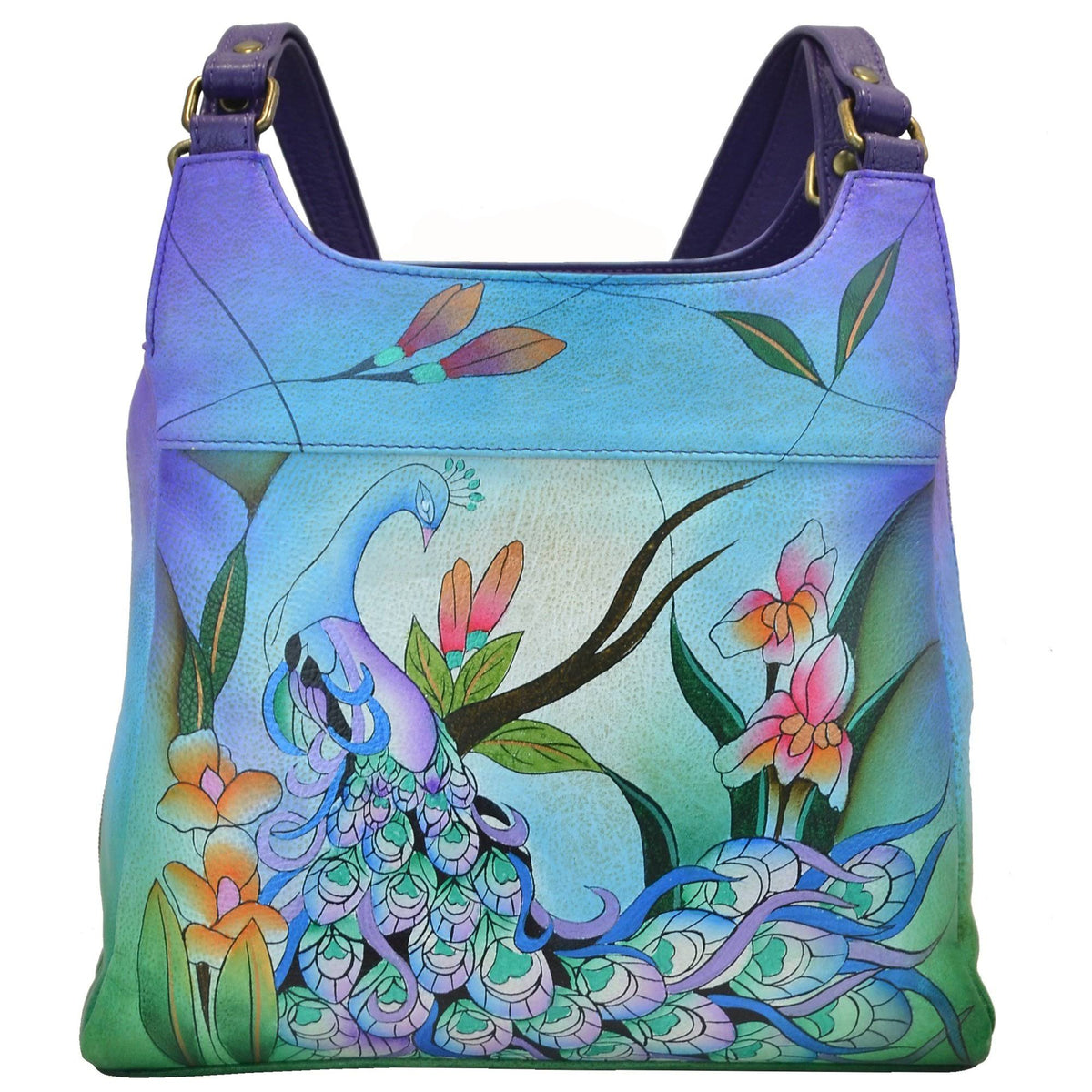 Handpainted Leather Medium Hobo L536186