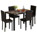 5 Piece Faux Marble Dining Table and Chairs Set K673279