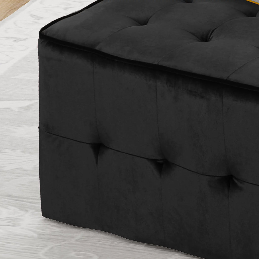 Black Velvet Tufted Ottoman U430