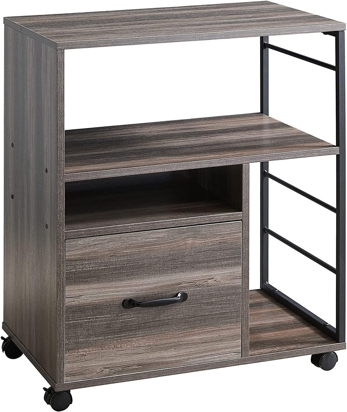 Retro Grey Mobile File Cabinet with Drawer J347