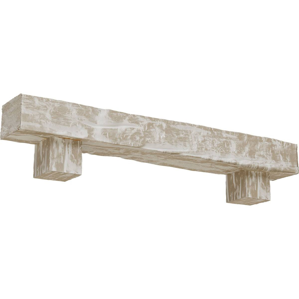 White Washed Faux Wood Fireplace Mantel Kit with Corbels F17002