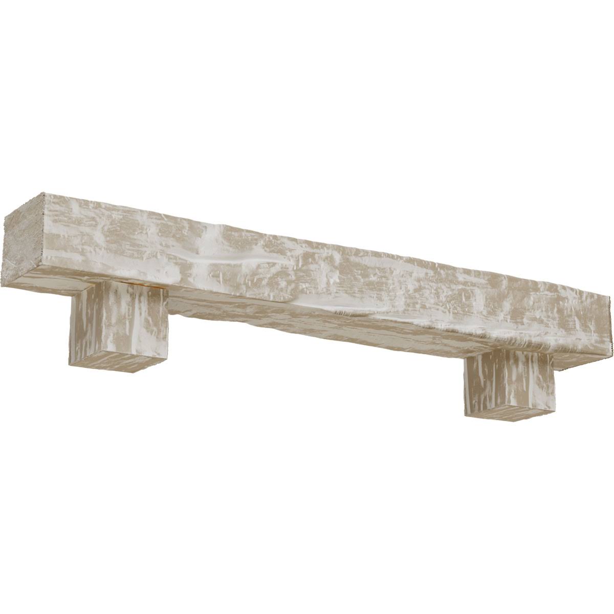 White Washed Faux Wood Fireplace Mantel Kit with Corbels F17002