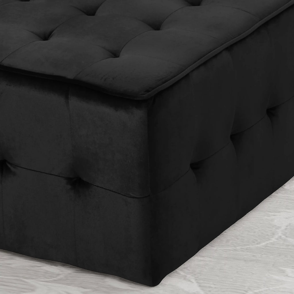 Black Velvet Tufted Ottoman U430