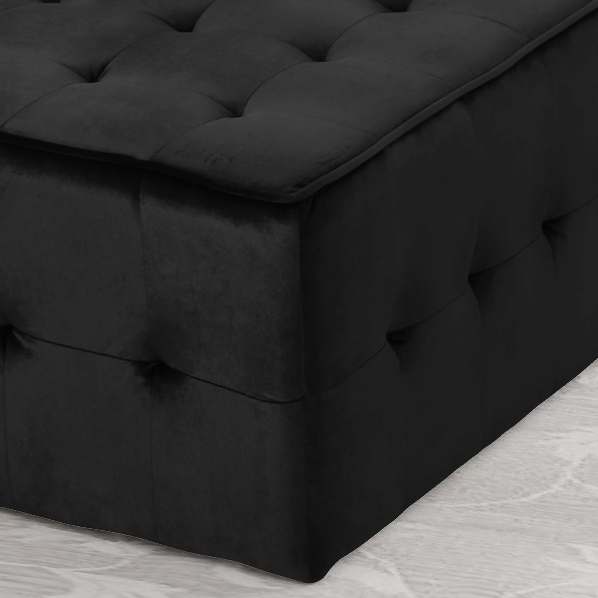 Black Velvet Tufted Ottoman U430