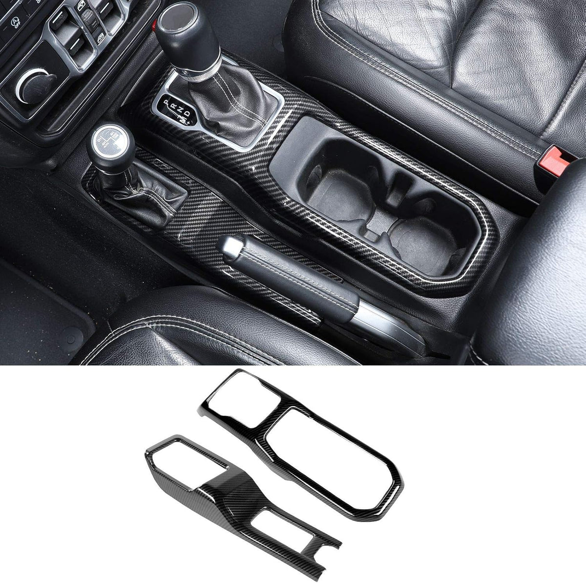 Carbon Fiber Gear Shift Panel Cover for Jeep Wrangler JL Pack of 2 Q151740