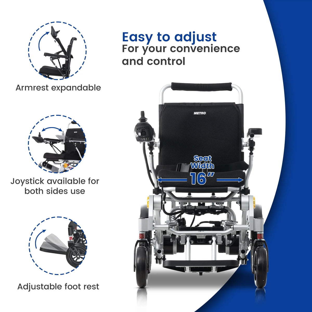 Folding Electric Wheelchair with Memory Gel Seat Cushion E37431