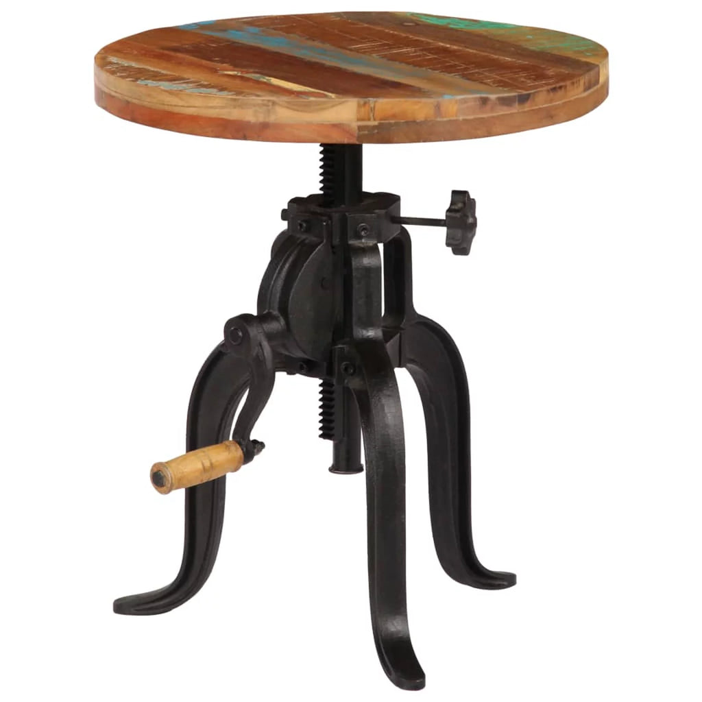 Solid Reclaimed Wood and Cast Iron Side Table O950095