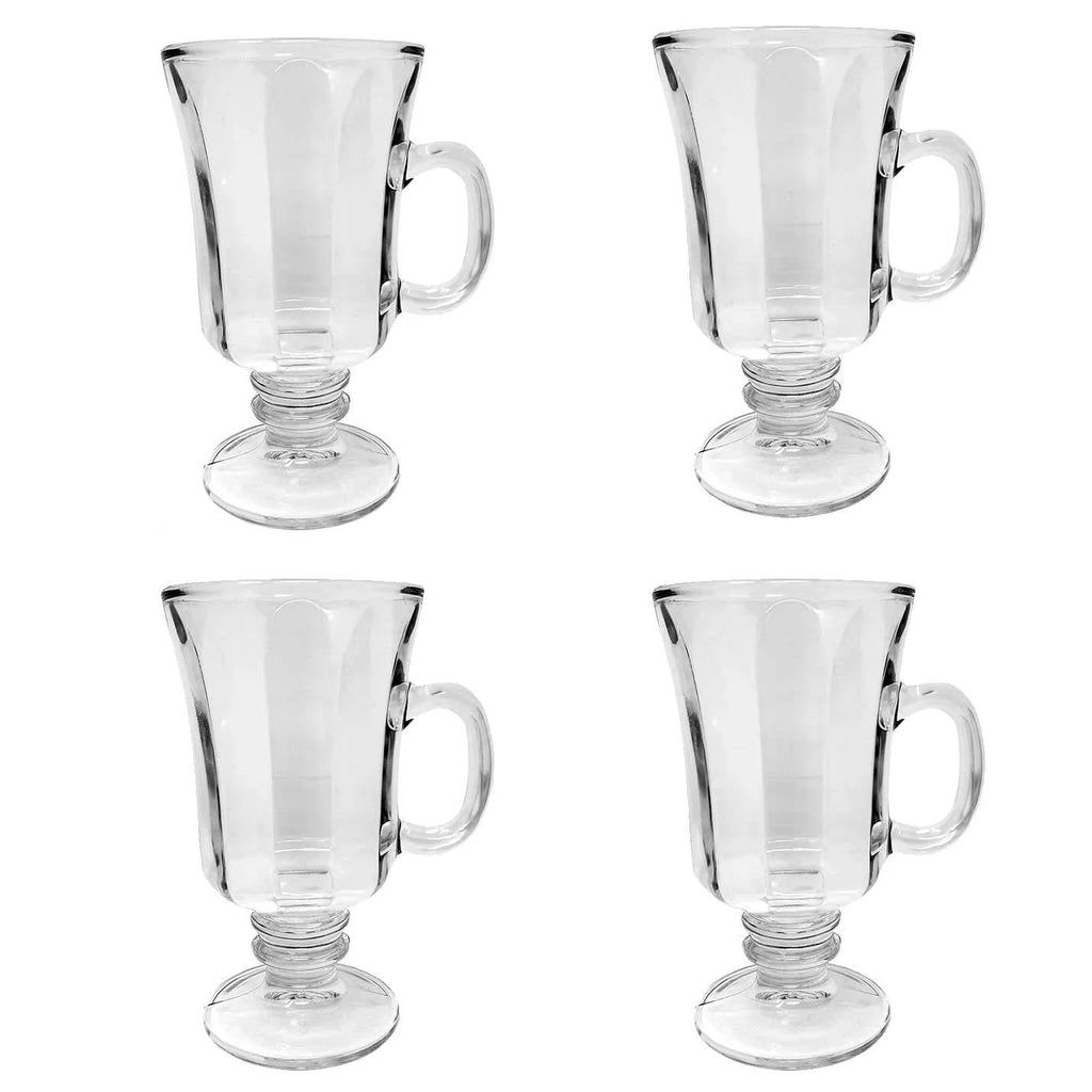Set of 4 Glass Footed Irish Coffee Mugs 8.25 oz S32139