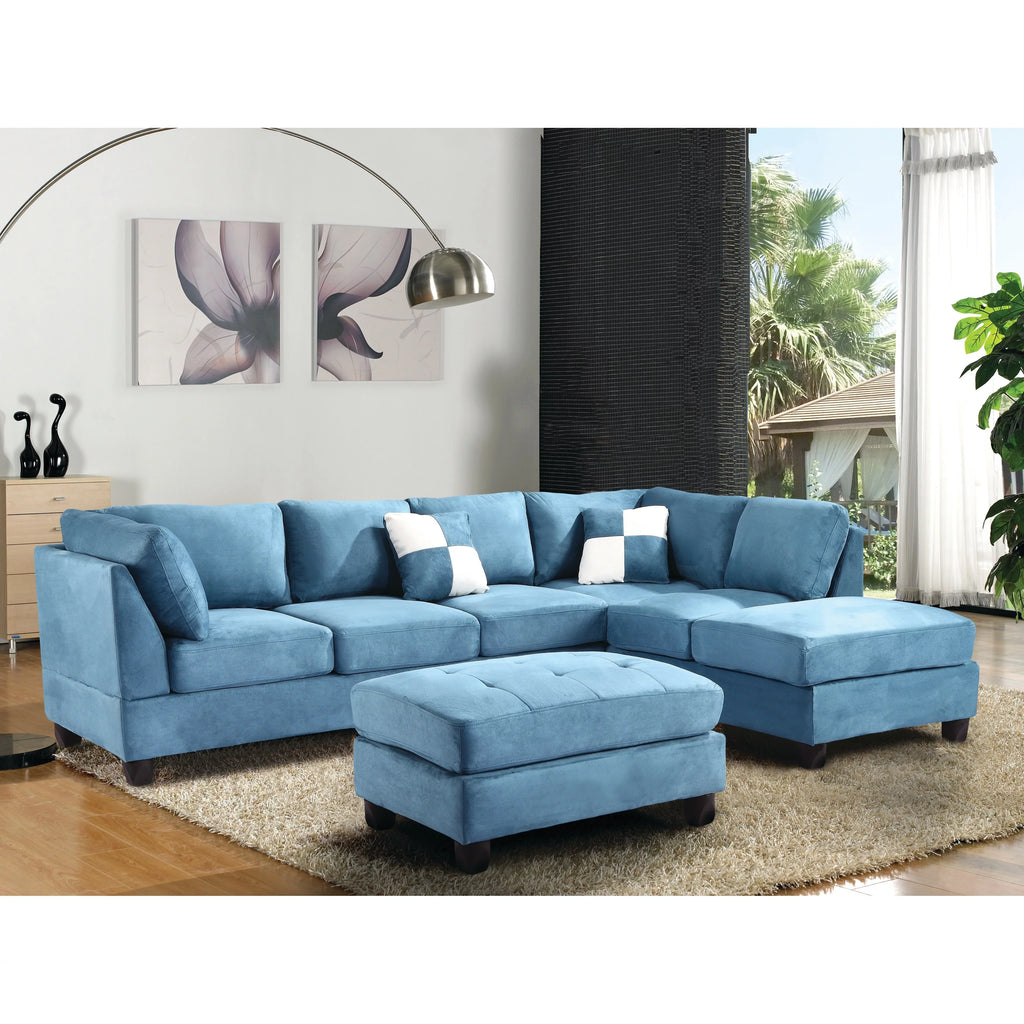 Aqua Microsuede Sectional Q711681
