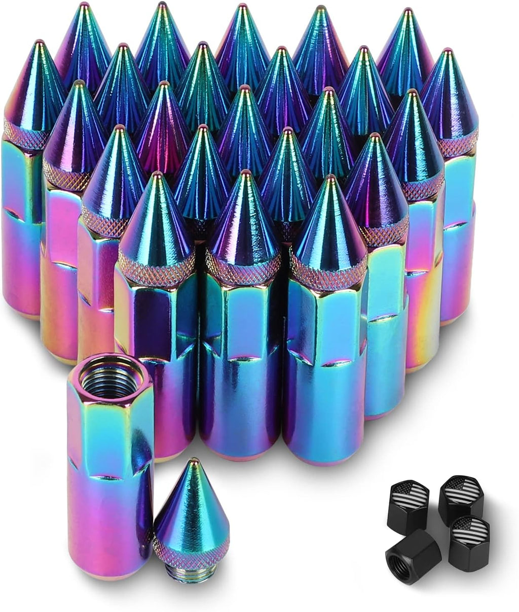 Silver Steel Spiked Lug Nuts, 24 PCS Wheel Accessories O223