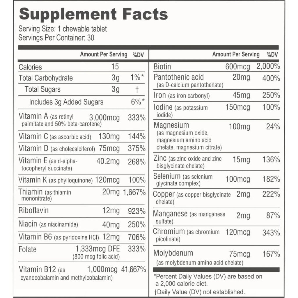Chewable Bariatric Multivitamin with Iron and Calcium Citrate Soft Chews H320