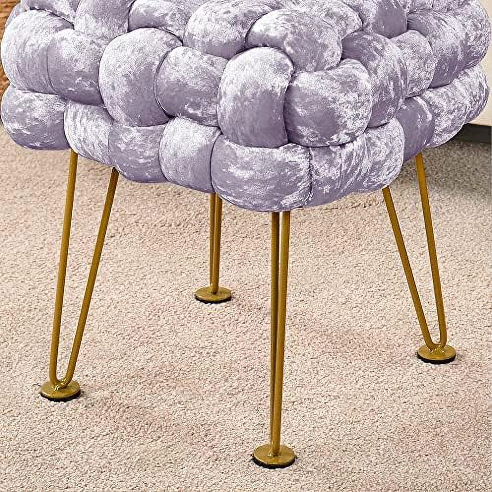Green Upholstered Ottoman Bench with Golden Legs R17776