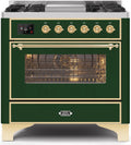 36 Dual Fuel Natural Gas Range Emerald Green Brass Trim I579453