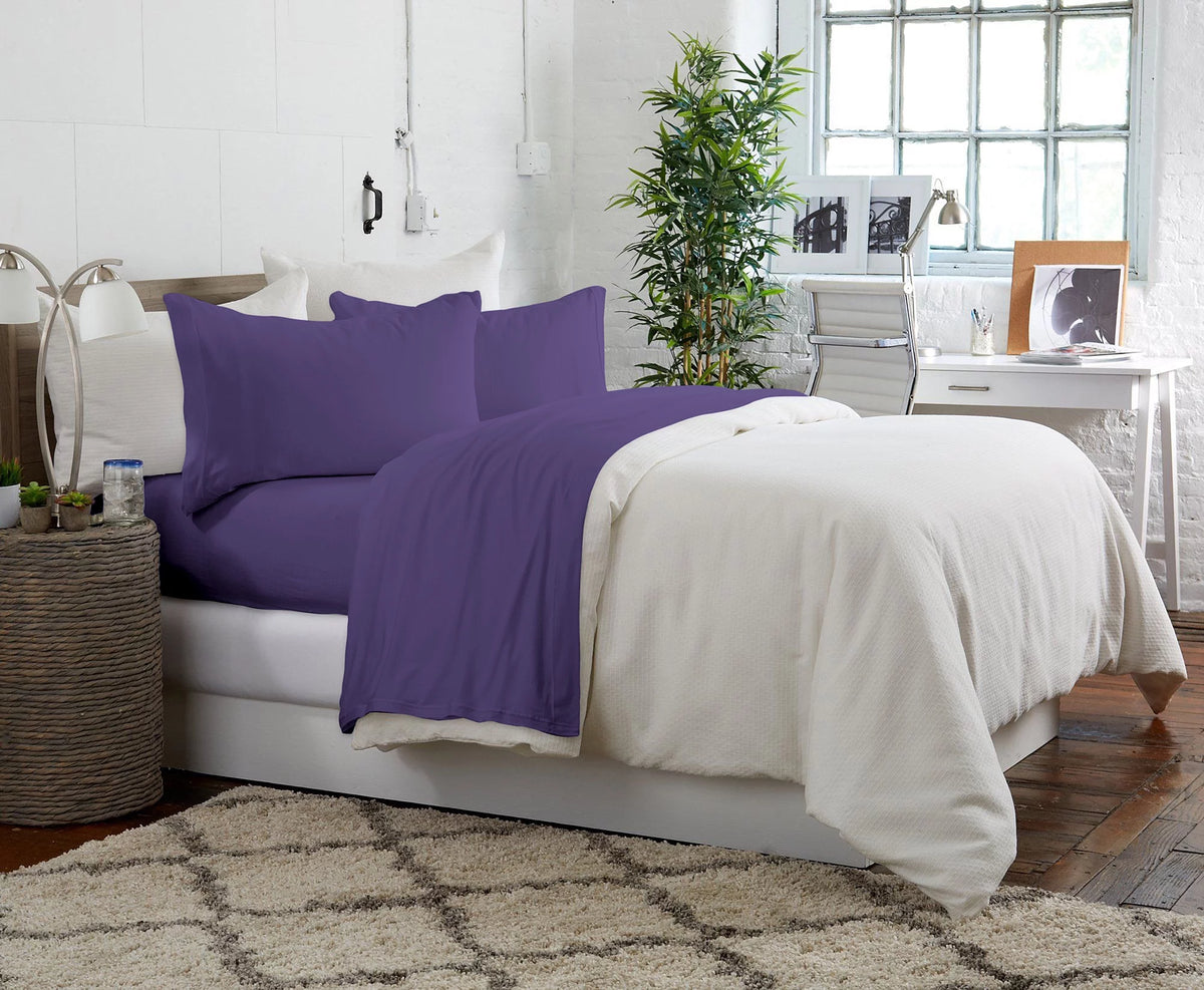 4-Piece Cotton Blend Jersey Knit Sheet Set F961