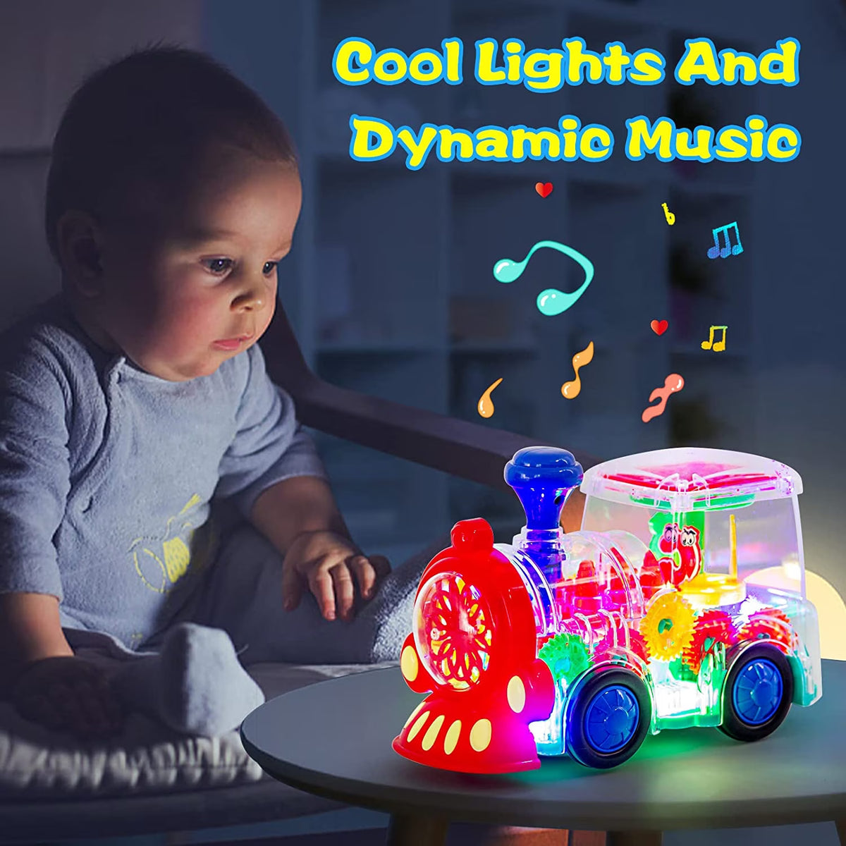 Battery-Powered Baby Train Toy with Light and Music W26166