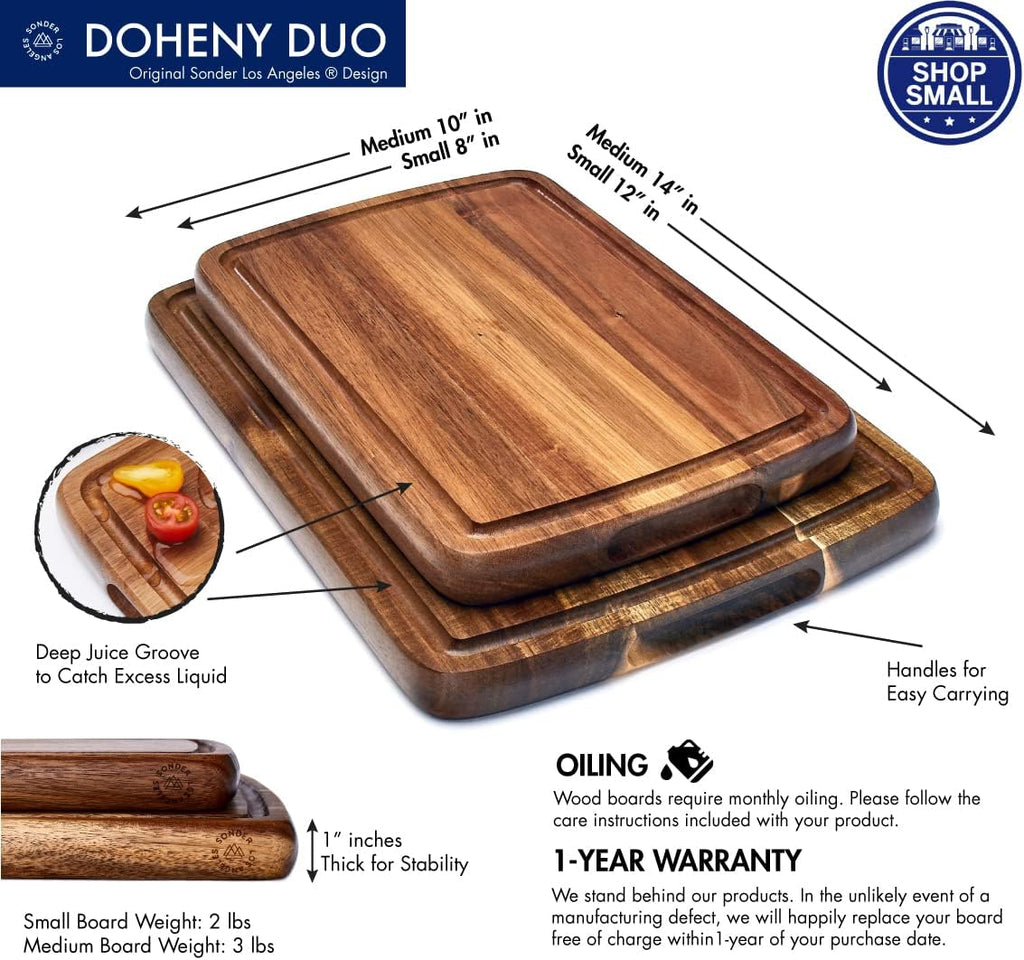 Acacia Wood Cutting Board Set of 2 with Juice Groove T235326