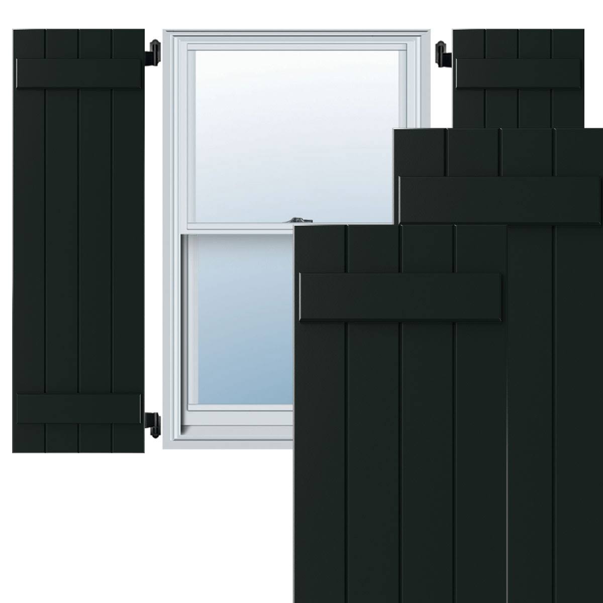 Black Composite Board-n-Batten Shutters (Per Pair) V494