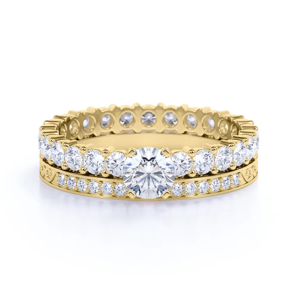 18K Yellow Gold over Silver Moissanite Eternity Band Ring K13656