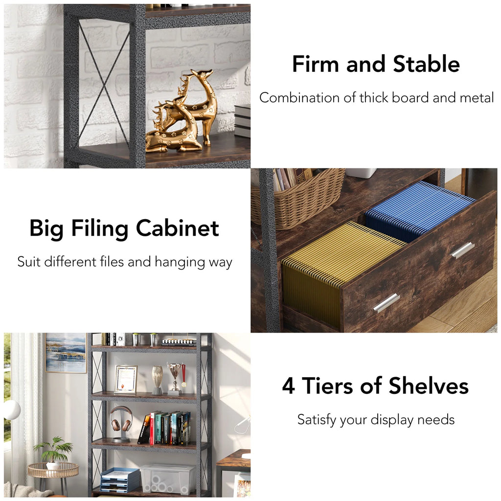 File Cabinet with Drawer and Open Storage Shelves J3055