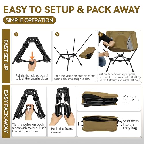 Lightweight Folding Camping Chair 330Lbs Orange P4516