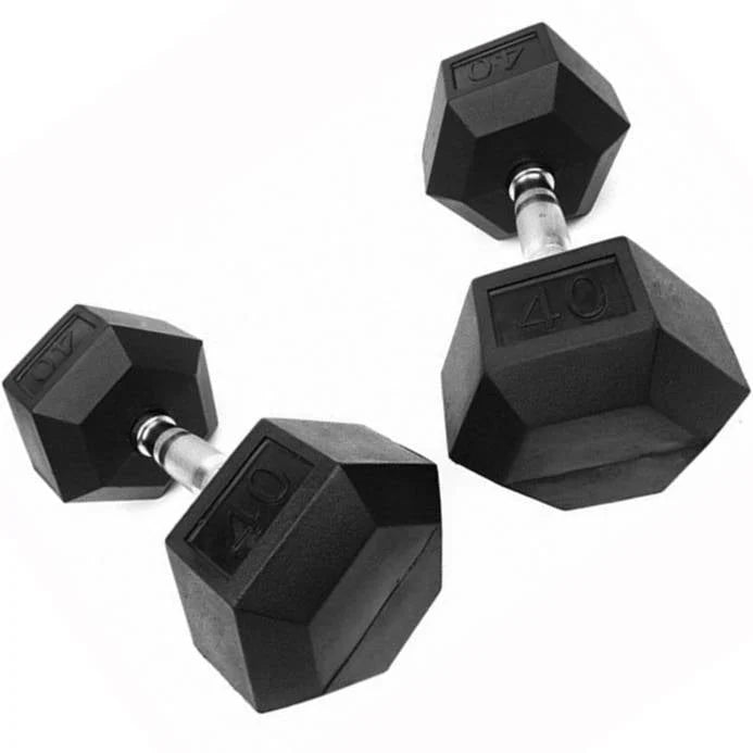 115 lbs Rubber Coated Hex Dumbbell W16958