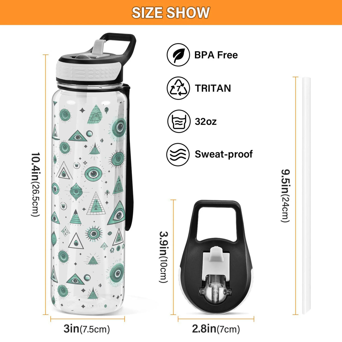 32oz Tritan Water Bottle with Straw W547