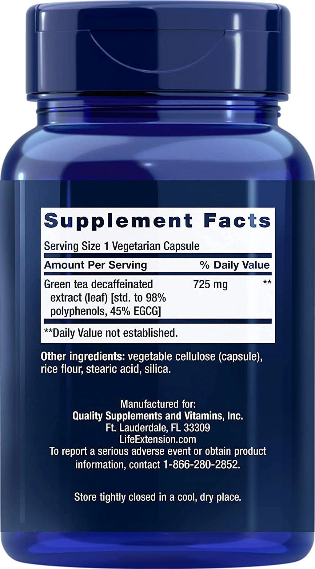 Decaffeinated Green Tea Extract 100 Capsules Q435