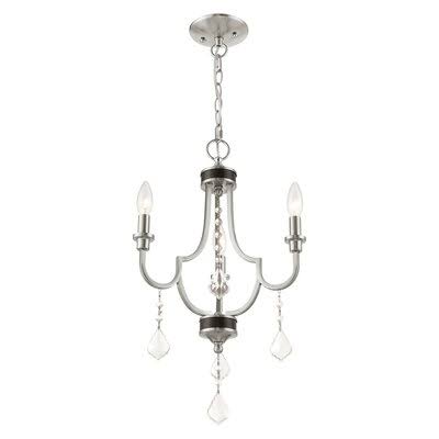 3 - Light Candle Style Chandelier with Crystal Accents Brushed Nickel I132625
