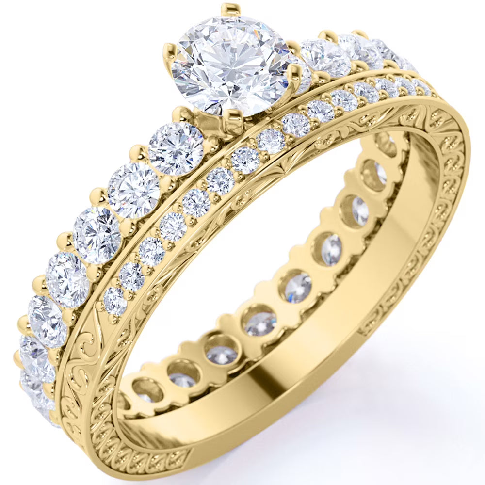 18K Yellow Gold over Silver Moissanite Eternity Band Ring K13656