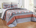 Terracotta Red Grey Black Medallion Oversize Cal King Size Quilt Set B846