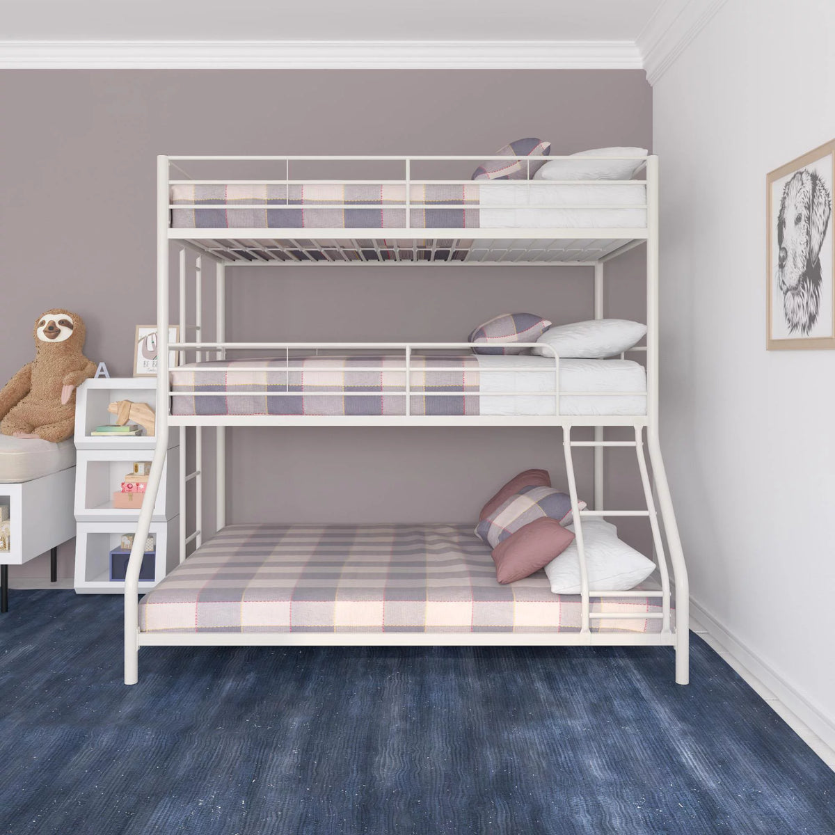 Off White Triple Bunk Bed C1178