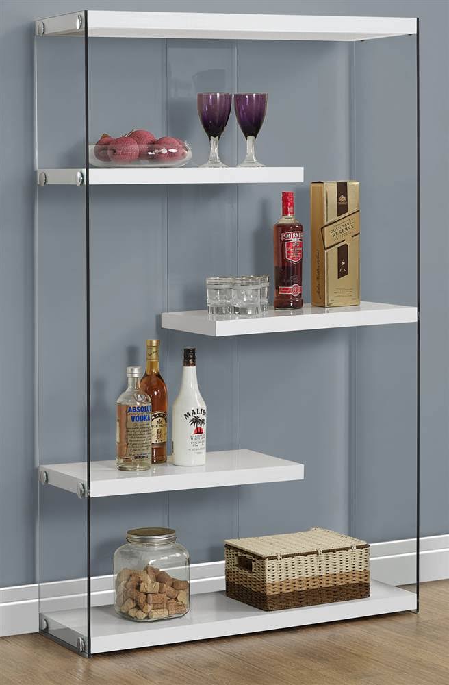 Tempered Glass Bookcase Glossy White S454972