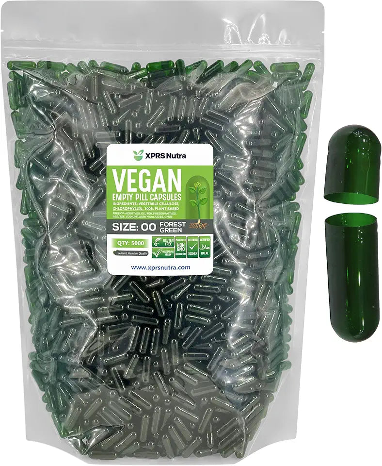 Size 00 Empty Vegan Capsules 5000 Count Forest Green T708493