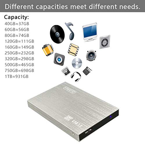 1TB Ultra Slim Portable External Hard Drive USB3.0 Silver T435415