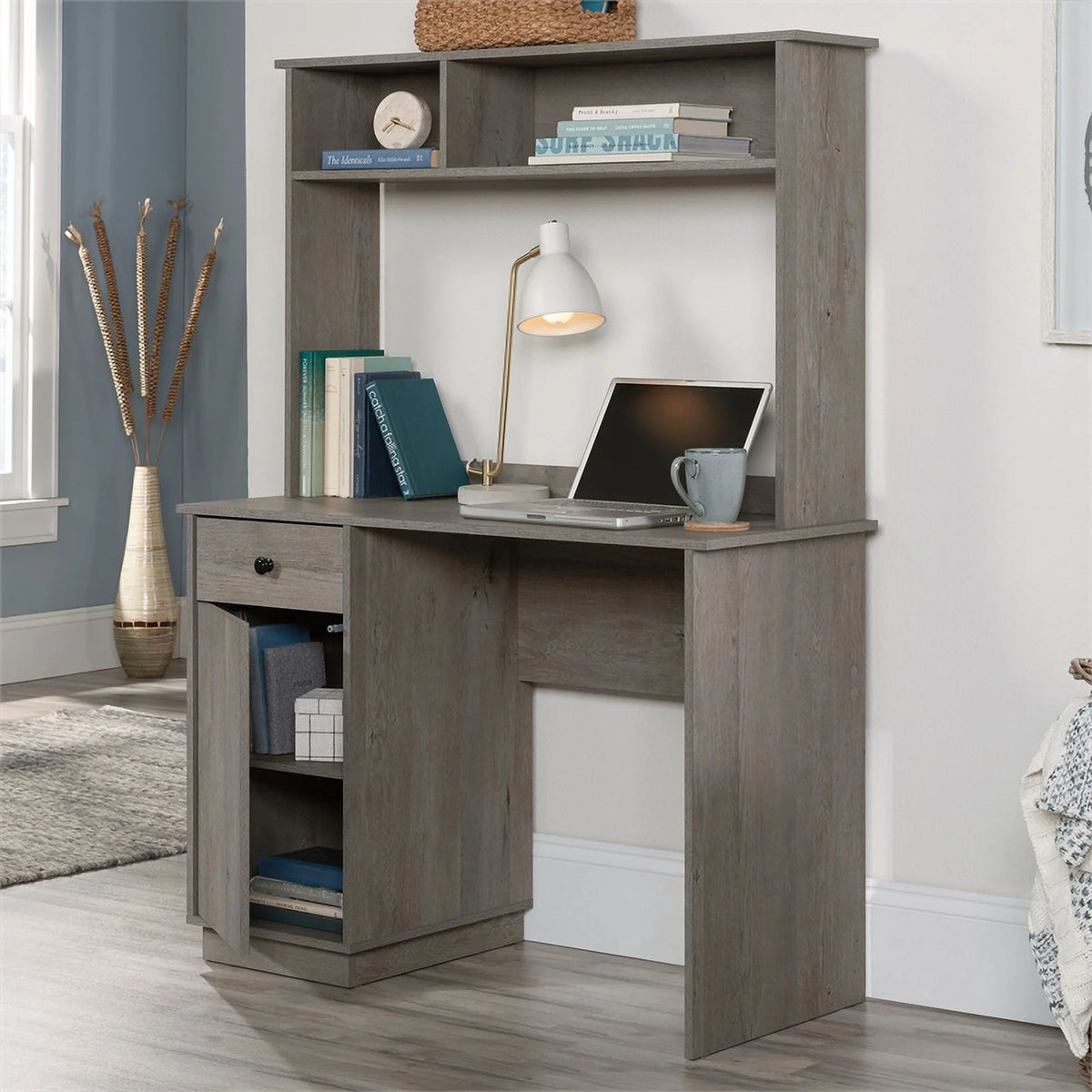 Engineered Wood Desk with Hutch F651