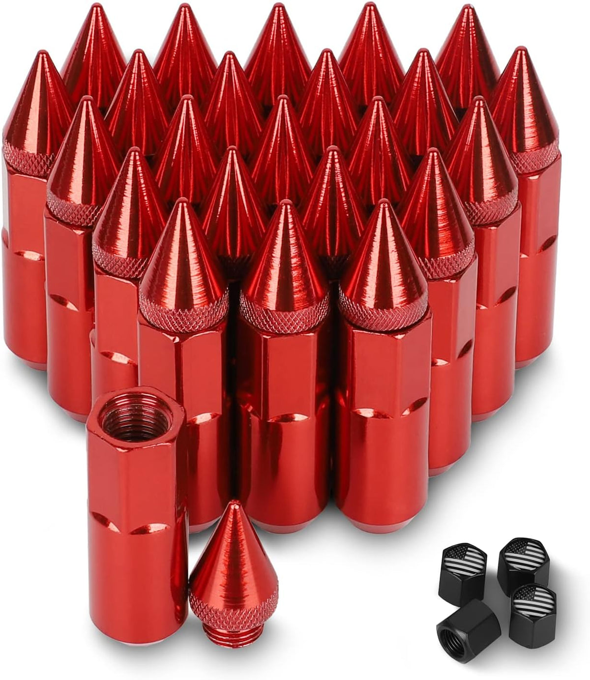 Silver Steel Spiked Lug Nuts, 24 PCS Wheel Accessories O223