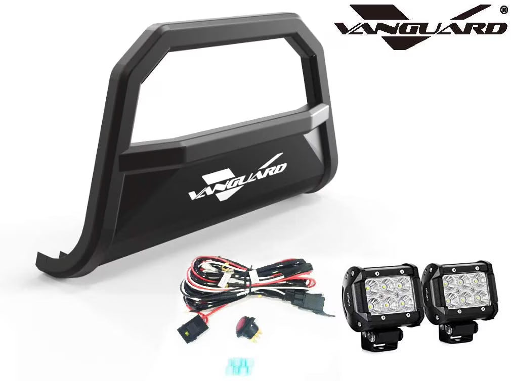 Black Powdercoat Bull Bar with 2.5in Cube LED Kit S390