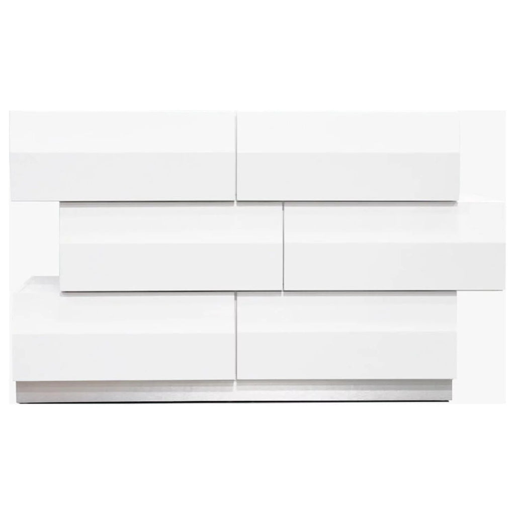White 6 Drawer Poplar Wood Dresser F174