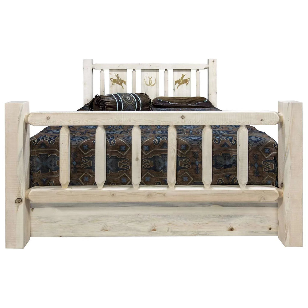 Natural Pine Wood Queen Storage Bed C2098
