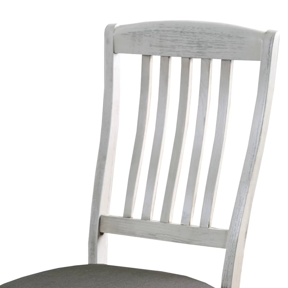 Wooden Side Chair with Fabric Upholstered Padded Seat Pack of Two Antique White and Gray J409